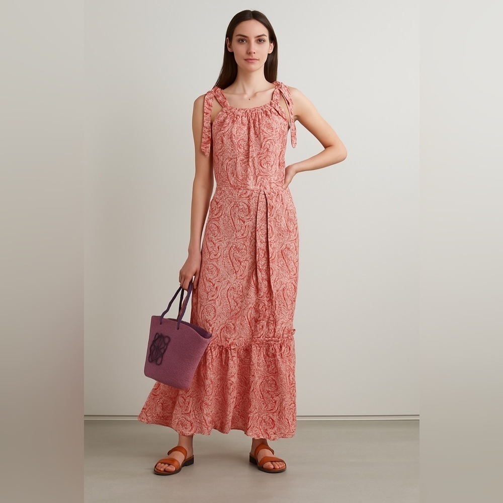 Hannah Artwear Elara Aubrie Maxi Dress Size 0 NWT 100% Silk Pink Paisley Boho - Picture 13 of 13